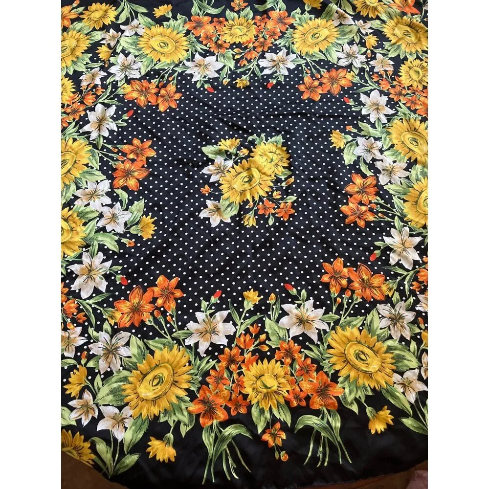 Kathy Lee Collection black white polka dots with flowers scarf